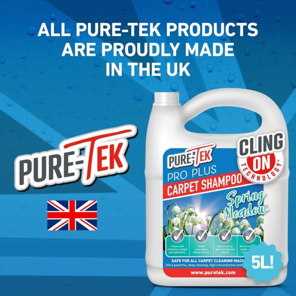 Pure Tek Carpet Cleaner Shampoo 2L - Carpet Stain Removers Cleaning Solution with Pet Urine/Odour Eliminator, Detergent Powder/Foam Alternative, Heavy Duty Shampooing Liquid, Works with All Machines - Image 6